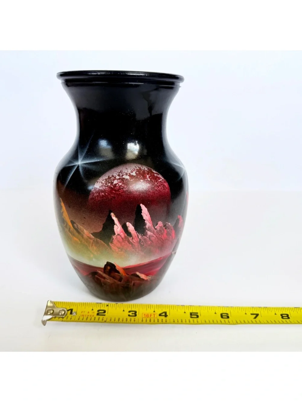 Handpainted Cosmic Galaxy Celestial Space Mountain Landscape Art Vase